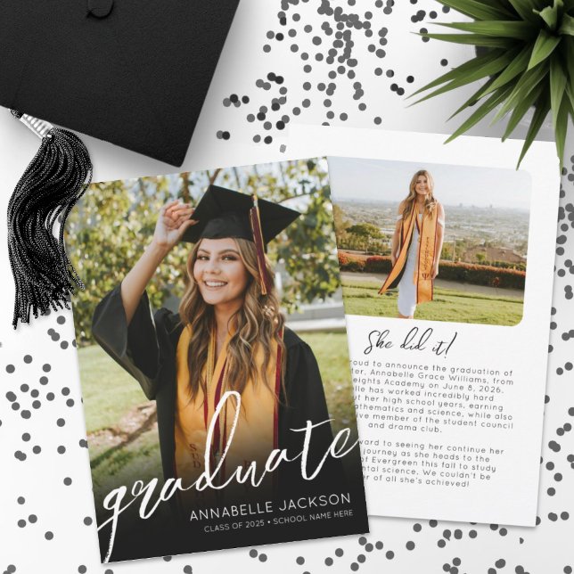 Script Graduate Simple Photo Graduation Announcement (Script Graduate Simple Photo Graduation Announcement )