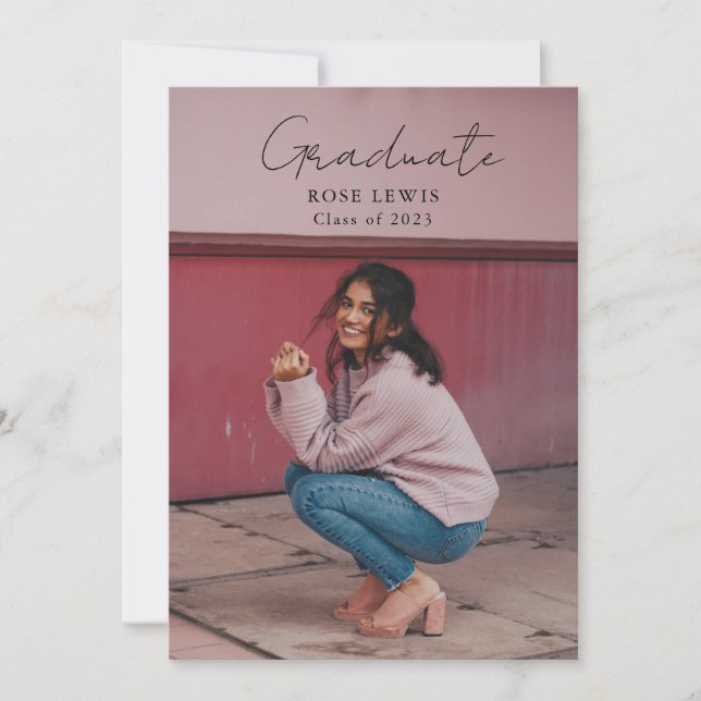 Script Graduation 2-sided Photo Portrait Party  Invitation (Front)
