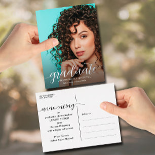 Script Graduation Announcement Foil Postcard