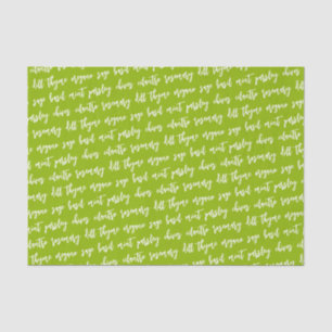 Script Green Herb Names Tissue Paper
