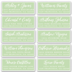 Script Green Wedding Guest Address Labels