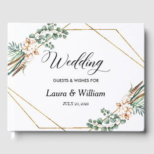 Script Greenery Glitter Frame Wedding Guest Book