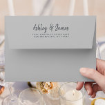 Script Grey Wedding Return Address Envelope<br><div class="desc">Chic, modern and simple wedding return address envelope with your names in off-black elegant handwritten script calligraphy on a grey background. Simply add your names and address. Exclusively designed for you by Happy Dolphin Studio. If you need any help or matching products please contact us at through our store chat....</div>