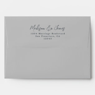Script Grey Wedding Return Address Envelope