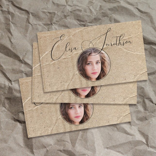  Script & Grunge Social Media QR Code Photo Unique Business Card (Creator Uploaded)