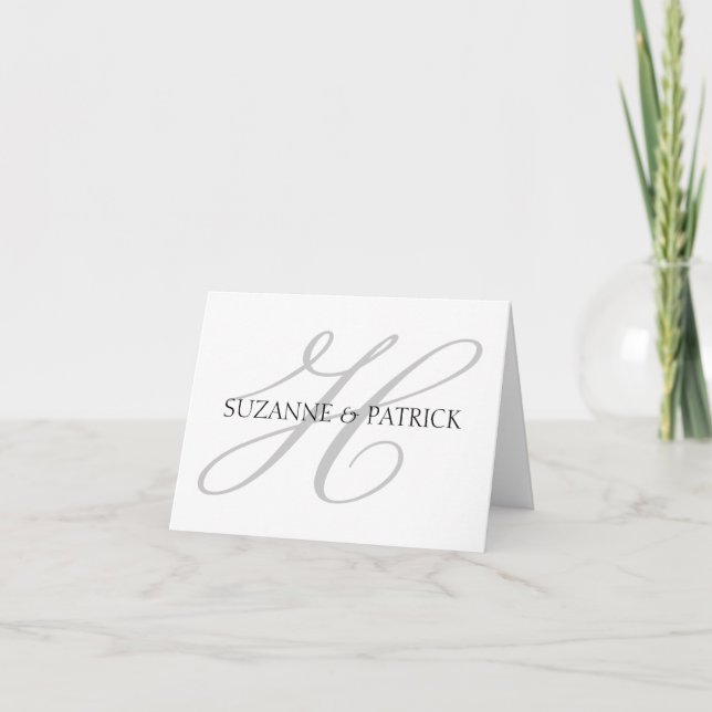 Script H Monogram Notecard (Silver / Black) (Front)