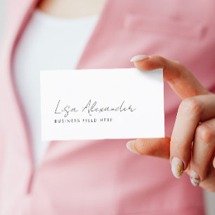 Script Hand Writing Company Name White Business Card
