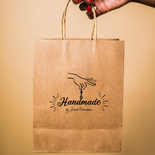 Script Handmade Custom Business, Large Rubber Stamp