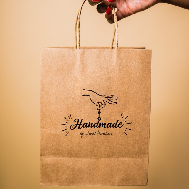 Script Handmade Custom Business, Large  Rubber Stamp (Creator Uploaded)