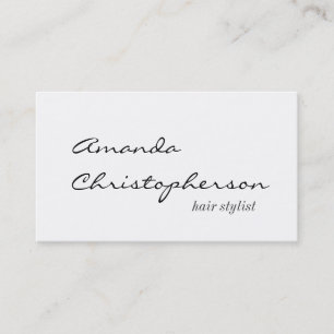 Script Handwrite Hair Stylist White Business Card