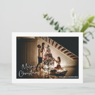 Script Handwriting Modern Merry Christmas Photo  Holiday Card