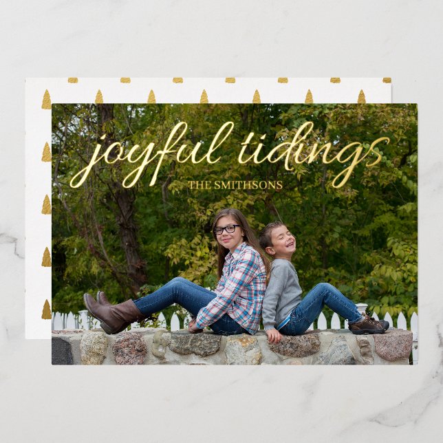 Script Handwritten Joyful Tidings Photo (Front/Back)
