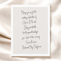 Script Handwritten Minimalist Wedding Postcard