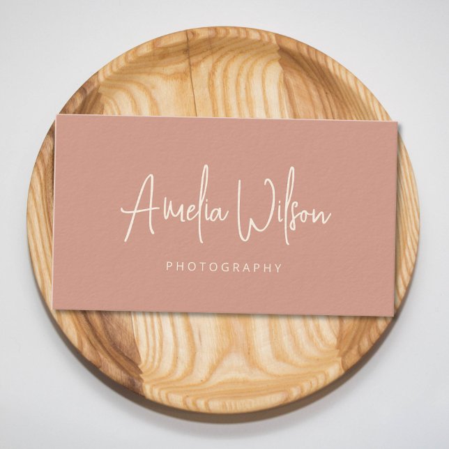 Script Handwritten Signature Dusty Rose Boho Business Card (Creator Uploaded)