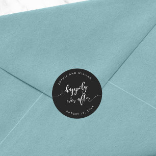 Script Happily Ever After Editable Colour Wedding Classic Round Sticker