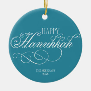 Script Happy Hanukkah Holiday Ceramic Tree Decoration