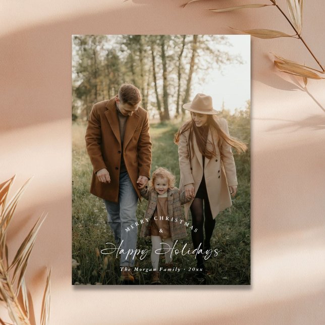 Script Happy Holidays Family Photo Christmas Card (Creator Uploaded)