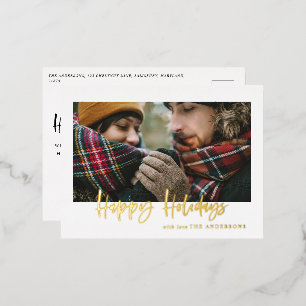 script happy holidays photo  foil holiday postcard