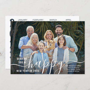 Script HAPPY NEW YEAR Photo Overlay 2023 Calendar Holiday Card