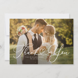 Script Heart 2 Photo Wedding Thank You Cards