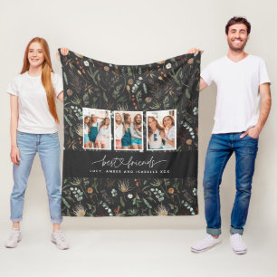 Script heart cute modern multi photo best friends  fleece blanket