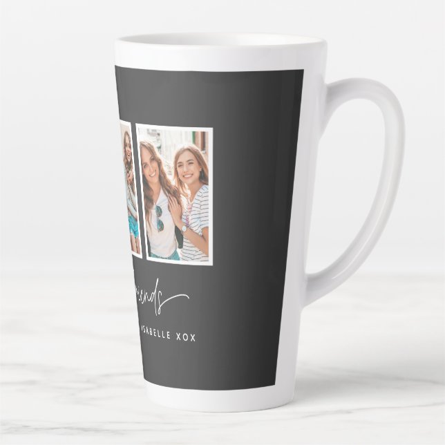 Script heart cute modern multi photo best friends latte mug (Right)