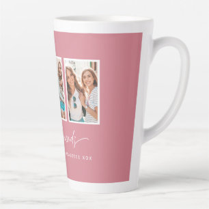 Script heart cute modern multi photo best friends latte mug