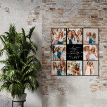 Script heart cute modern multi photo best friends poster<br><div class="desc">Script heart cute modern multi photo best friends simple minimal elegant home decor black and white poster gift.</div>
