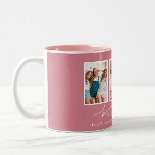 Script heart cute modern multi photo best friends Two-Tone coffee mug