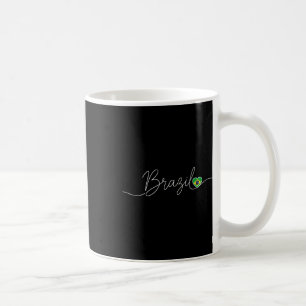 Script Heart Flag Kids Brazilian Soccer Fan Latin Coffee Mug