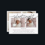 Script Heart Linked Silent Night Photo Collage Holiday Card<br><div class="desc">Chic and modern holiday card with 2 photos in the front and 4 photos on the back of the card. Script calligraphy Silent Night with heart linked.</div>