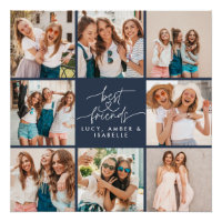 Script heart navy modern multi photo best friends
