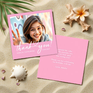 Script Heart Soft Pink Girl Budget Thank You Card