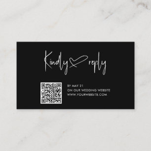 Script Heart Wedding QR Code RSVP Enclosure Card