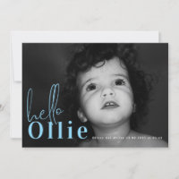 Script Hello Name Blue Boy Minimalist Photo Baby