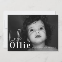 Script Hello Name Neutral Minimalist Photo Baby