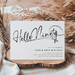 Script Hello Ninety Minimalist 90th Birthday Invitation<br><div class="desc">This minimalist 'Hello Ninety' typography script 90th invitation is perfect for any birthday party! Design features a modern party template on a classic white background.</div>