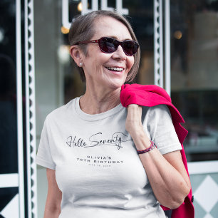 Script Hello Seventy Minimalist 70th Birthday T-Shirt