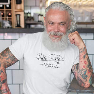 Script Hello Sixty Minimalist 60th Birthday T-Shirt