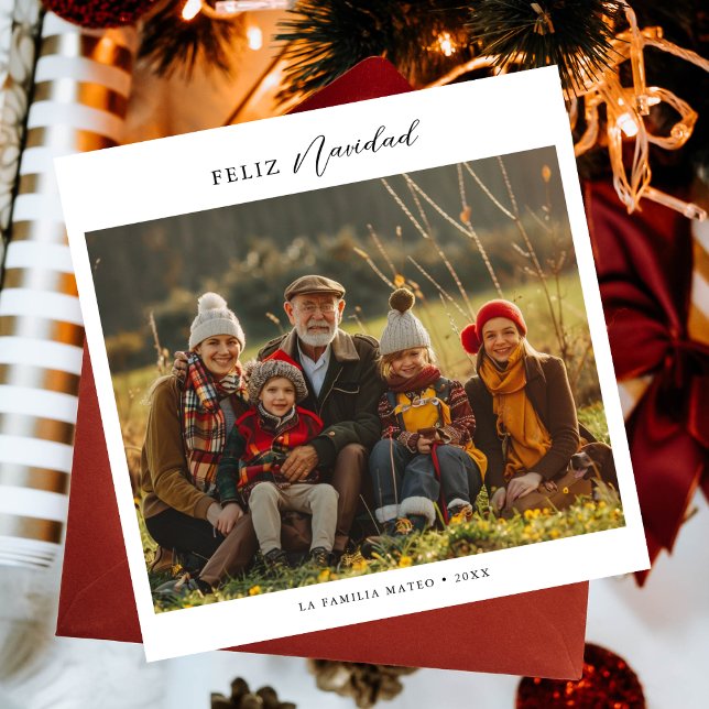 Script Hispanic Feliz Navidad Photo Christmas Holiday Card (Creator Uploaded)