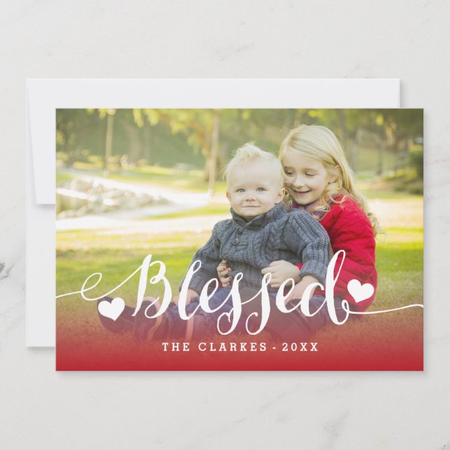 Script Holiday Blessings | Holiday Photo Card (Front)