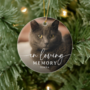 Script In Loving Memory Photo Cat Memorial Ceramic Tree Decoration