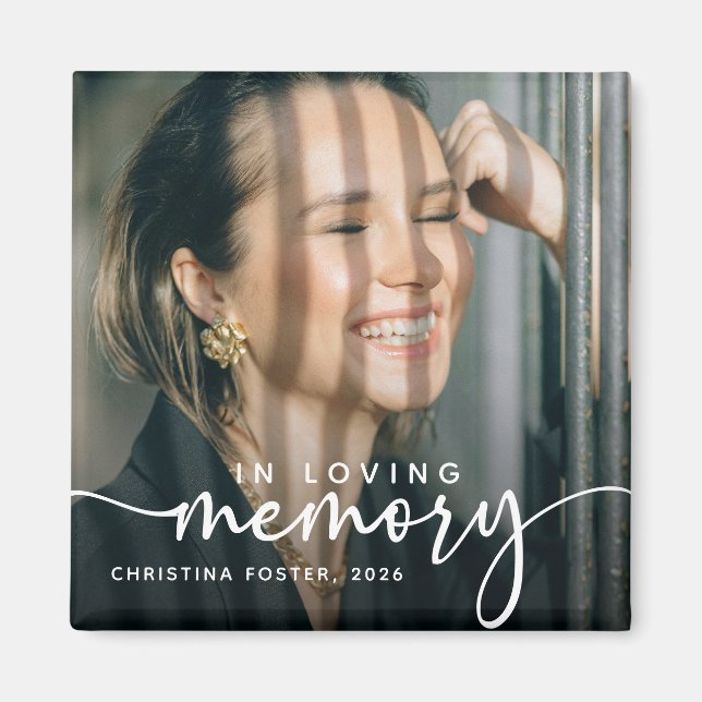 Script In Loving Memory Photo Memorial Magnet (Front)