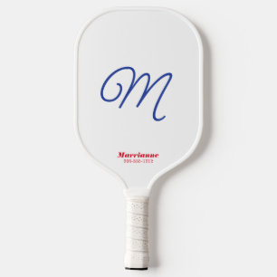 Script Initial Elegant Red White Blue Personalised Pickleball Paddle