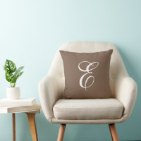 Script Initial Monogram Light Brown and White