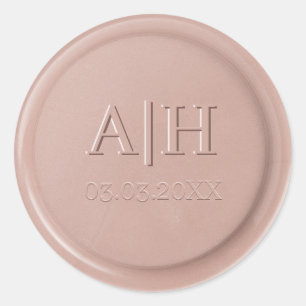 Script Initial Pink Latte Wax Seal Sticker
