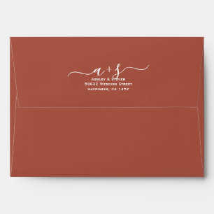 Script initials terracotta wedding  envelope