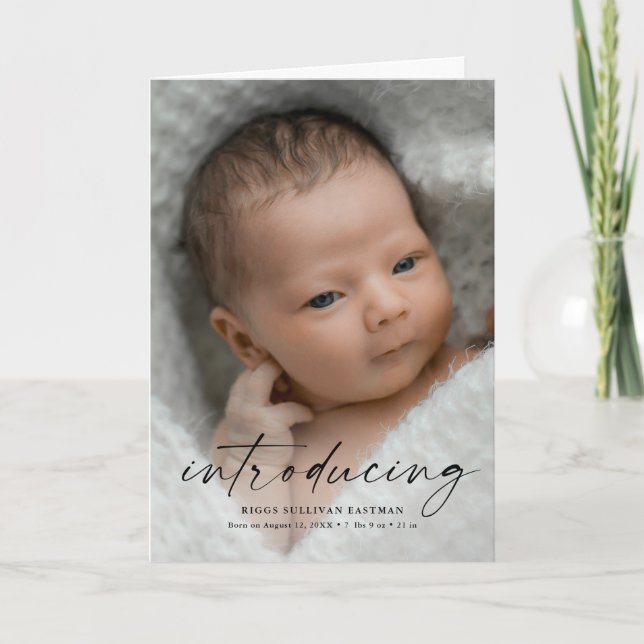 Script Introducing Baby Photo Thank You Card (Front)