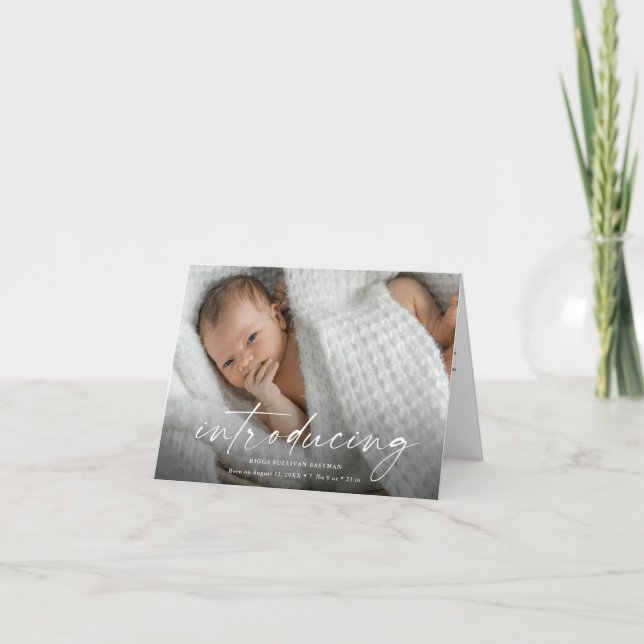 Script Introducing Baby Photo  Thank You Card (Front)