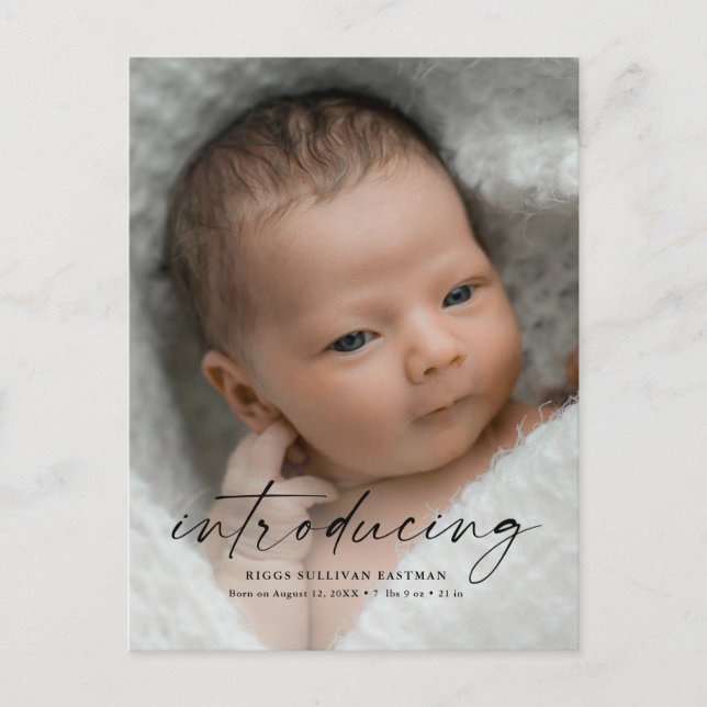 Script Introducing Baby Photo Thank You Postcard (Front)